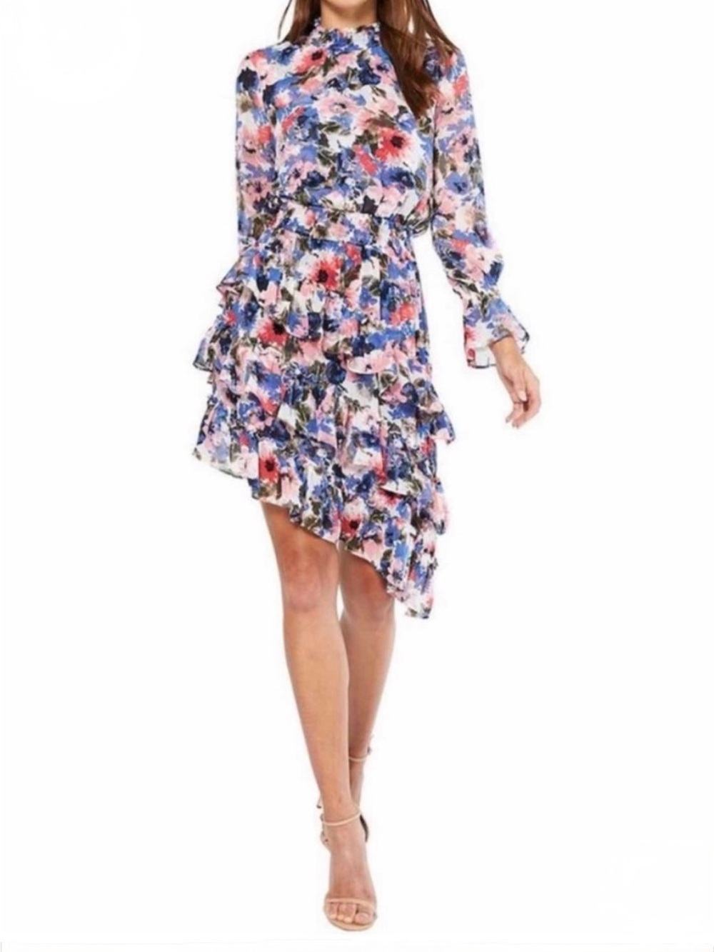 Revolve MISA Los Angeles Savanna Floral Smocked Asymmetrical Midi Dress Medium